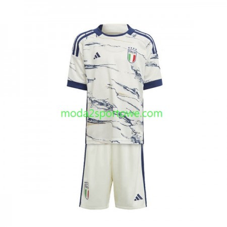 Koszulka Włochy Dziecięcy Wyjazdowe Stroje Piłkarskie 2023 Krótki Rękaw